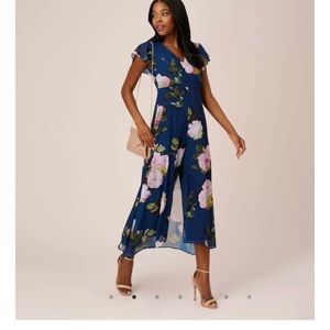 Adrianna Papell - Floral Print Chiffon Jumpsuit